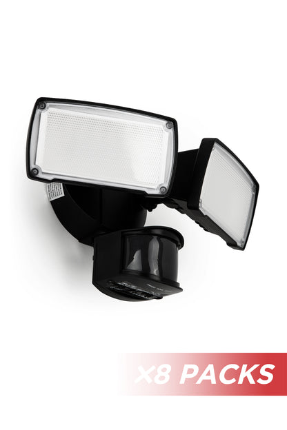 8 PACKS LUTEC-ALDI 3500LM, 5000K, 38W, LED 180°Motion Activated, D2D, Dual-Head Floodlight