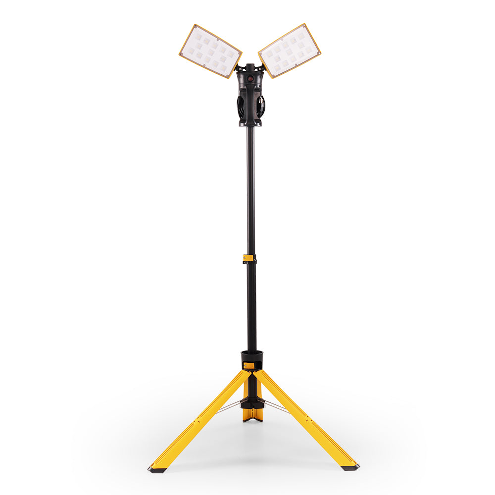 LUTEC 【Upgraded】 6290Pro 9000 Lumen 90 Watt Dual-Head LED Work Light with Telescoping Tripod, Work Light with Stand Rotating Waterproof Lamps and 8 Ft 3-Prong Power Cord