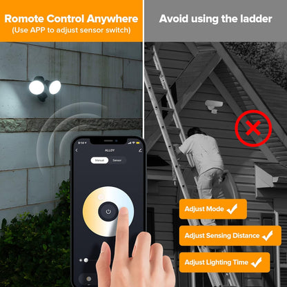 UME Smart WiFi LED Security Light Motion Sensor Outdoor, Work with Alexa/Google/SmartThings, 2700-6500K,2500LM,Waterproof,Dusk to Dawn Flood Light with APP Control Perfect for Yard,Exterior(Brown)