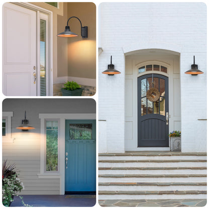 LUTEC Dusk to Dawn Wall Sconces Outdoor Gooseneck LED Barn Light Exterior Porch Wall Lighting Fixture, Anti-Rust Waterproof Vintage Wall Mount for House, Patio, Farmhouse, Garage