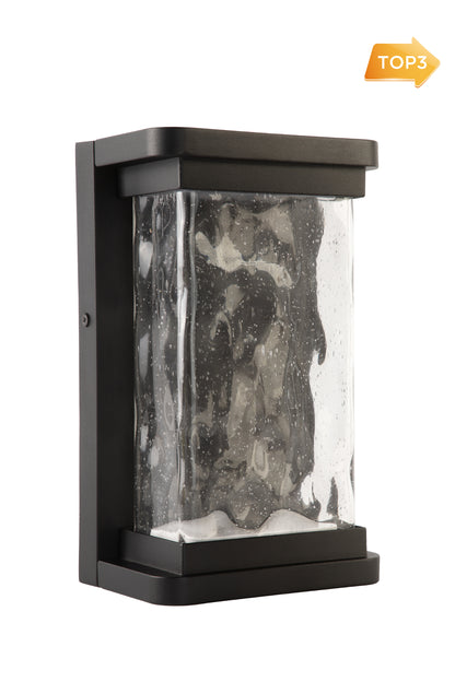 LUTEC-STARRY LED Outdoor Wall Sconce With Seeded Glass Surround, Dusk To Dawn, 15W,1000LM, 3000K