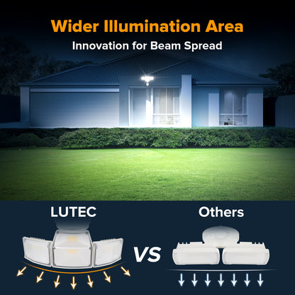 LUTEC 80W 9000LM LED Security Lights Motion Sensor Outdoor Lights, 4 Head LED Flood Lights Outdoor 5000K Daylight, IP65 Waterproof, Motion Detected Lights for Outside, House, Garage, Yard (White)