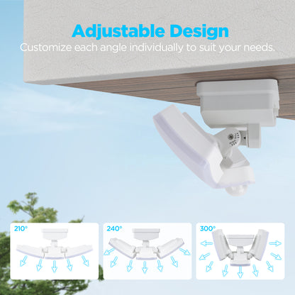 Lutec 3600LM Solar Security Lights, 5000K waterproof Dimmable LED Motion Sensor Outdoor Lights, 3 Adjustable Heads w/16ft Cable, Separate Solar Panel with 3 Modes Solar Flood Lights for Yard, Garage