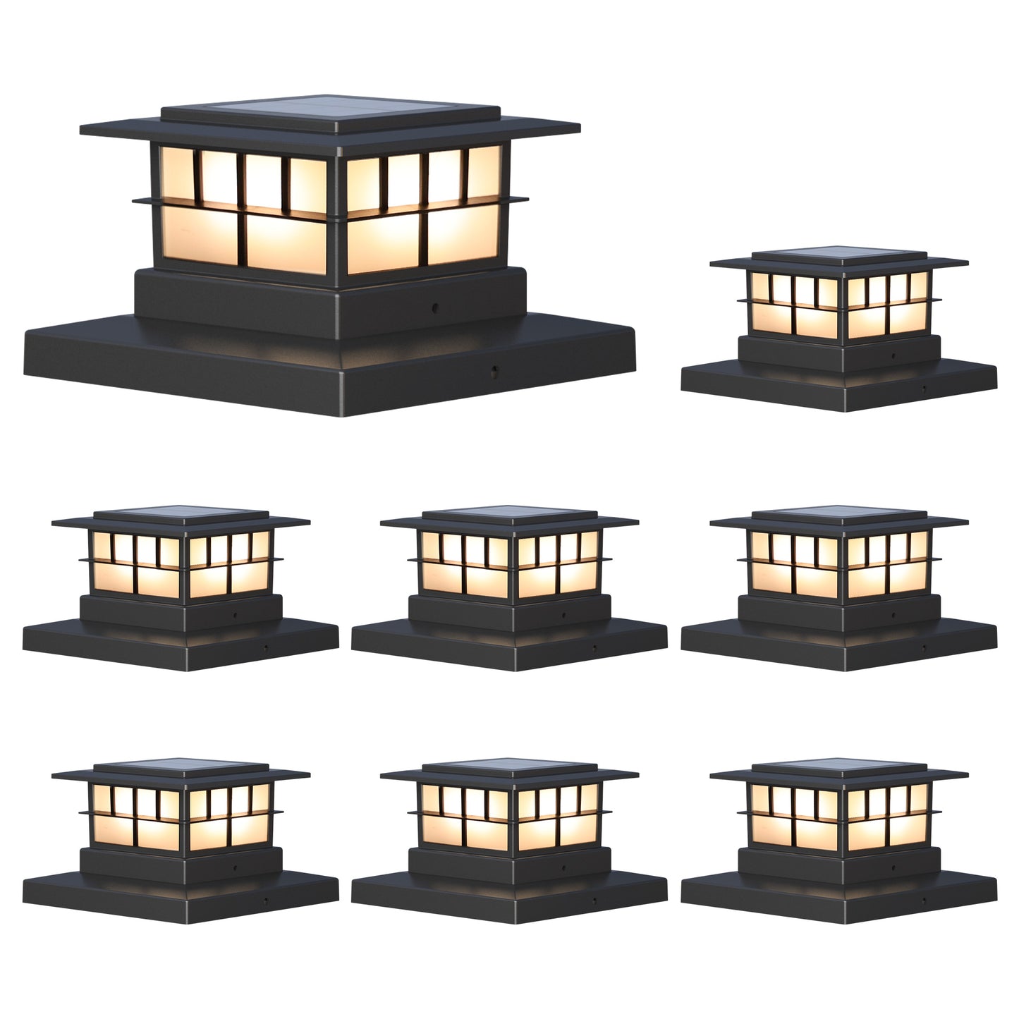 LUTEC Solar Post Cap Lights, IP65 Waterproof Solar Fence Post Lights for 4x4 5x5 6x6 Wooden/Vinyl Posts, Warm White 3000K LED Solar Powered Lighting Decor for Yard, Garden, Patio, Deck