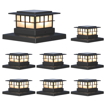 LUTEC Solar Post Cap Lights, IP65 Waterproof Solar Fence Post Lights for 4x4 5x5 6x6 Wooden/Vinyl Posts, Warm White 3000K LED Solar Powered Lighting Decor for Yard, Garden, Patio, Deck