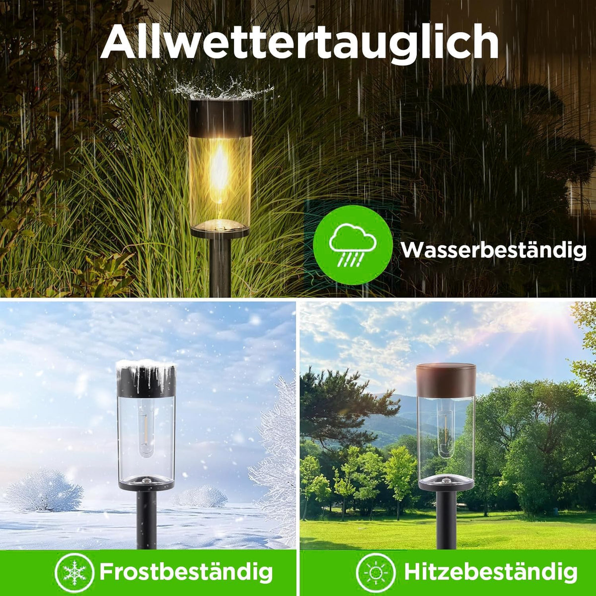 UME Solar Lights for Outdoor Garden, 3000 K Warm White Solar Garden Lights, IP65 Waterproof Path Light, Lighting Decoration for Yard, Path, Patio, Lawn (Pack of 2) [Energy Class A]