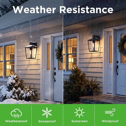 LUTEC Outdoor Wall Lights, Max 60W E27 Aluminum Outside Wall Light, Black Wall Sconce with Clear Glass Shade,IP44 Waterproof Exterior Wall Sconce for Doorway,Patio,Garage, Porch [Energy Class A]