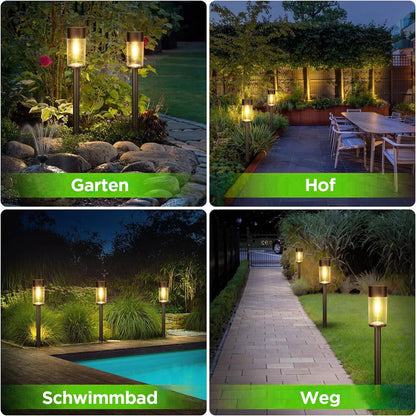 UME Solar Lights for Outdoor Garden, 3000 K Warm White Solar Garden Lights, IP65 Waterproof Path Light, Lighting Decoration for Yard, Path, Patio, Lawn (Pack of 2) [Energy Class A]