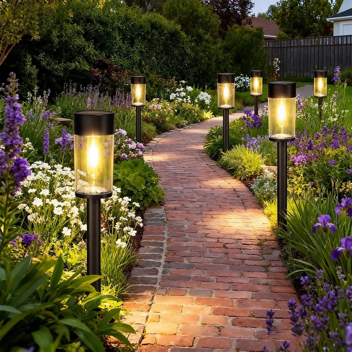 UME Solar Lights for Outdoor Garden, 3000 K Warm White Solar Garden Lights, IP65 Waterproof Path Light, Lighting Decoration for Yard, Path, Patio, Lawn (Pack of 2) [Energy Class A]