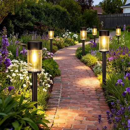 UME Solar Lights for Outdoor Garden, 3000 K Warm White Solar Garden Lights, IP65 Waterproof Path Light, Lighting Decoration for Yard, Path, Patio, Lawn (Pack of 2) [Energy Class A]