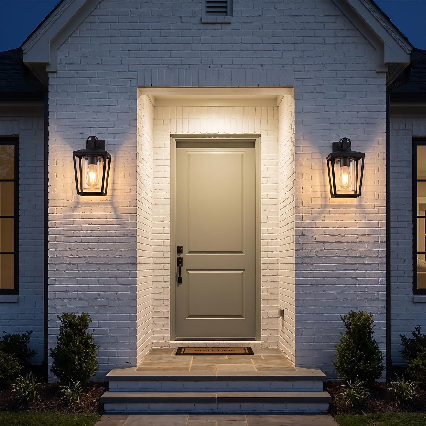 LUTEC Outdoor Wall Lights, Max 60W E27 Aluminum Outside Wall Light, Black Wall Sconce with Clear Glass Shade,IP44 Waterproof Exterior Wall Sconce for Doorway,Patio,Garage, Porch [Energy Class A]
