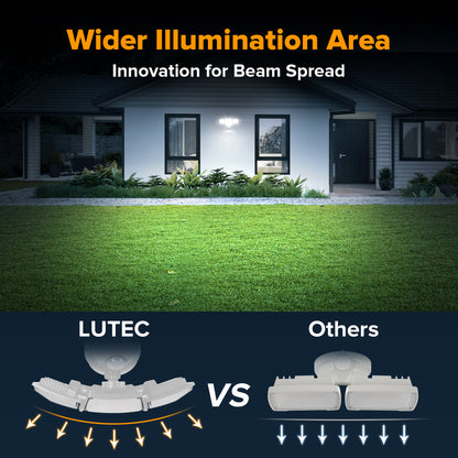 LUTEC 84W 9500LM LED Security Lights Motion Sensor Outdoor Lights with Night Light, 4 Head LED Flood Lights Outdoor 5000K Daylight, IP65 Waterproof, Motion Detected Lights for Outside (White)
