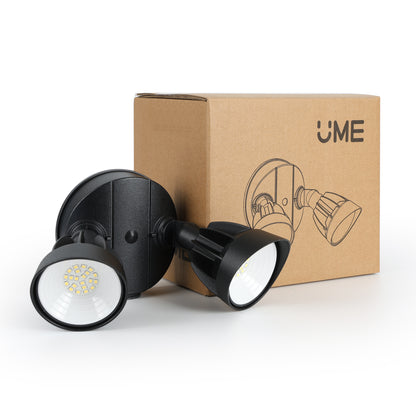 UME 27W 3000LM Dusk to Dawn Flood Lights Outdoor, Waterproof Dual Head Hardwired Security Light for House, Metal Design, Black
