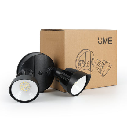 UME 28W 3000LM 28 LED Outdoor Flood Lights, Waterproof Adjustable Dual Head floodlight for Garage Yard Porch, Metal Design, White