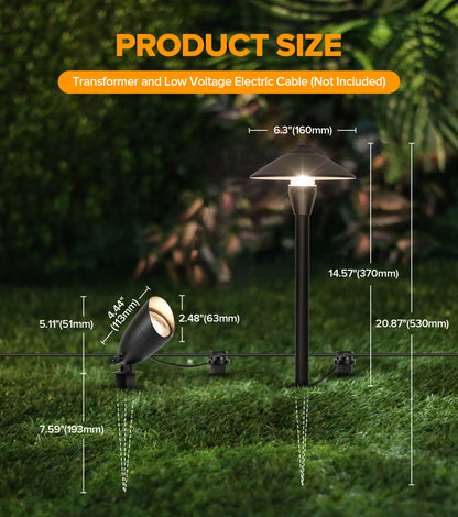 LUTEC 12V Low Voltage Landscape Lighting, Die-cast Aluminum Spot Lights with Connectors, Low Voltage Pathway Lights with Spotlights Waterproof for Tree Garden Yard Pathway，8 PACK