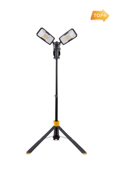 LUTEC-PERI Max 11000LM, 3000K-5000K, 93W, Portable LED Work Light With Dual Rotating Heads, Telescopic Foldable Tripod Stand