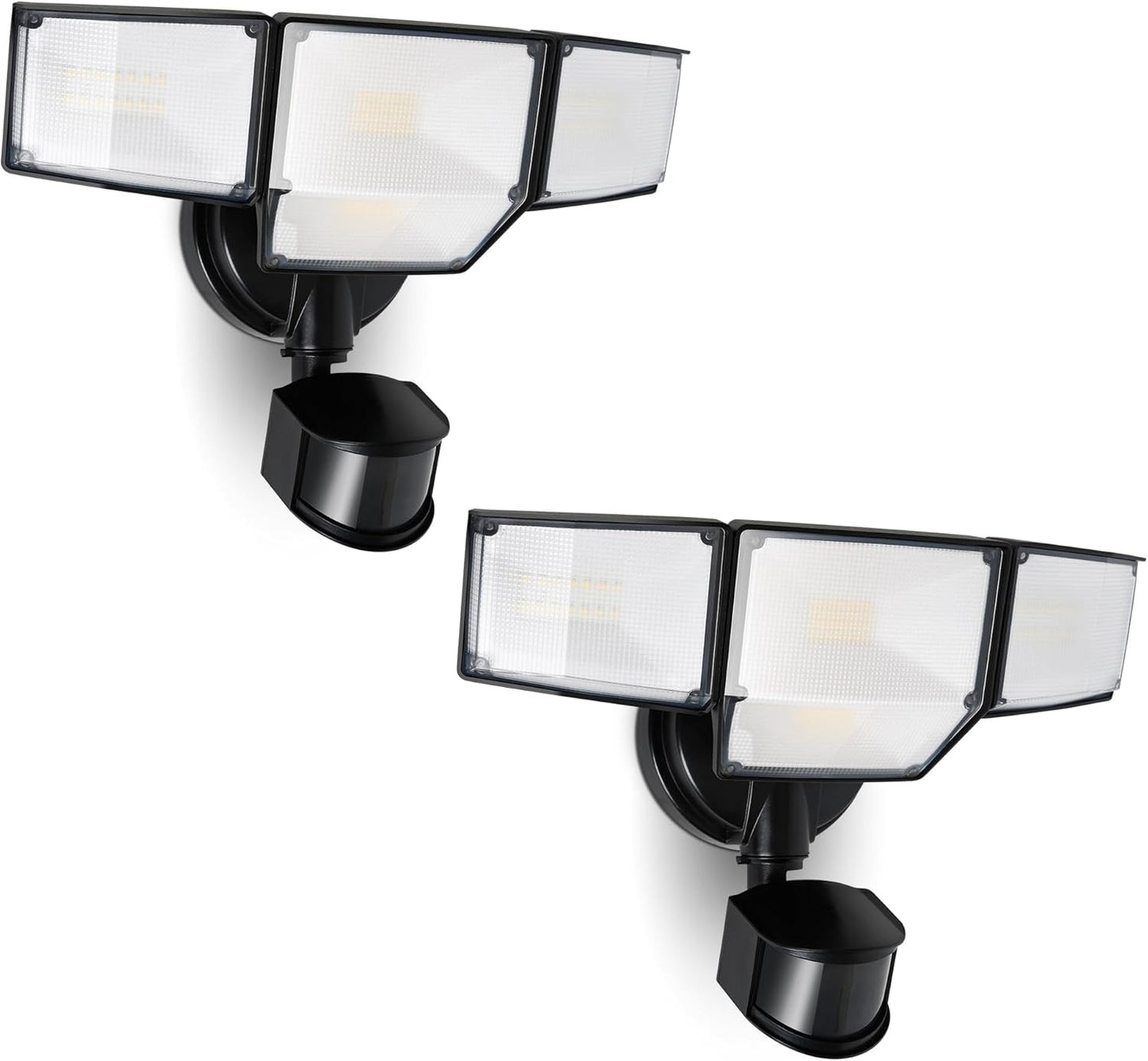 LUTEC 80W 9000LM LED Security Lights Motion Sensor Outdoor Lights, 4 Head LED Flood Lights Outdoor 5000K Daylight, IP65 Waterproof, Motion Detected Lights for Outside, House, Garage, Yard (Black)