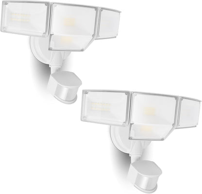 LUTEC 80W 9000LM LED Security Lights Motion Sensor Outdoor Lights, 4 Head LED Flood Lights Outdoor 5000K Daylight, IP65 Waterproof, Motion Detected Lights for Outside, House, Garage, Yard (White)