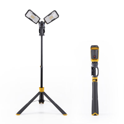 LUTEC LED tripod work light,Max 11000 Lumen,93W 3000K-5000K Dimmable led work light with Dual Rotating Heads|LED work lamp