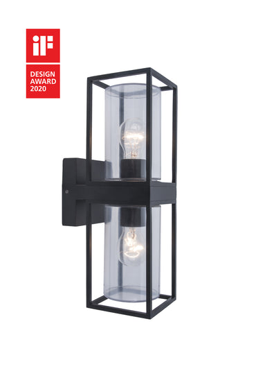 LUTEC-FLAIR (Up&Down) LED Outdoor Geometric Wall Light With Clear Glass Surround