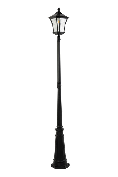 LUTEC-Single Head Outdoor Solar Post Light, Dusk to Dawn, 200LM, 2700K, 3.7V, Up To 8hour Runtime, Black(Head+Post)