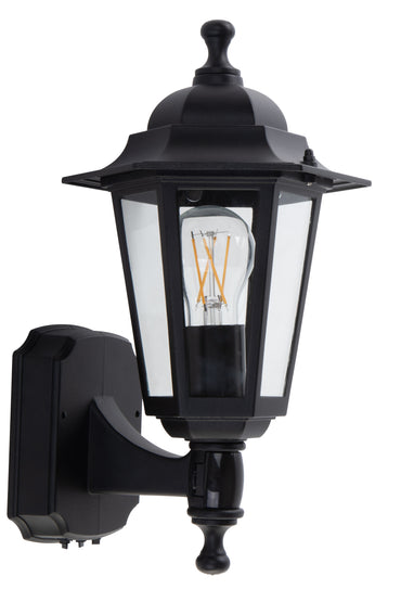 LUTEC-Motion Sensor Outdoor Wall Light, Dusk to dawn, Waterproof Metal, with Clear Glass(Bulb Not Included), Black