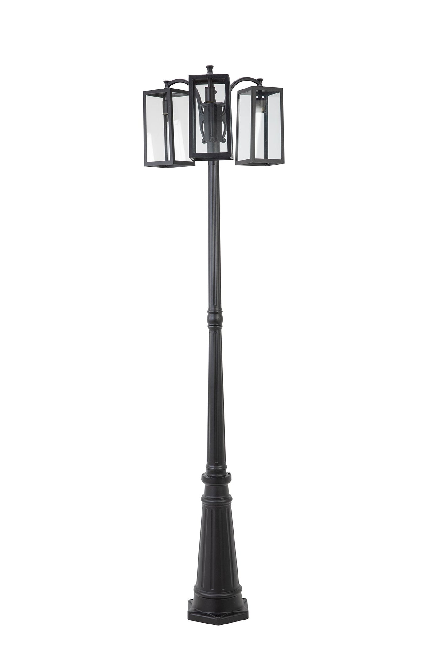 LUTEC-HIGH POST 3-Head Die-Cast Aluminum LED Outdoor Hard Wired Garden Light (Head & Pole), Black