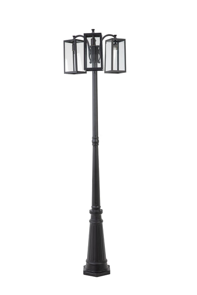 LUTEC-HIGH POST 3-Head Die-Cast Aluminum LED Outdoor Hard Wired Landscape Pathway Light(Head & Pole), Black