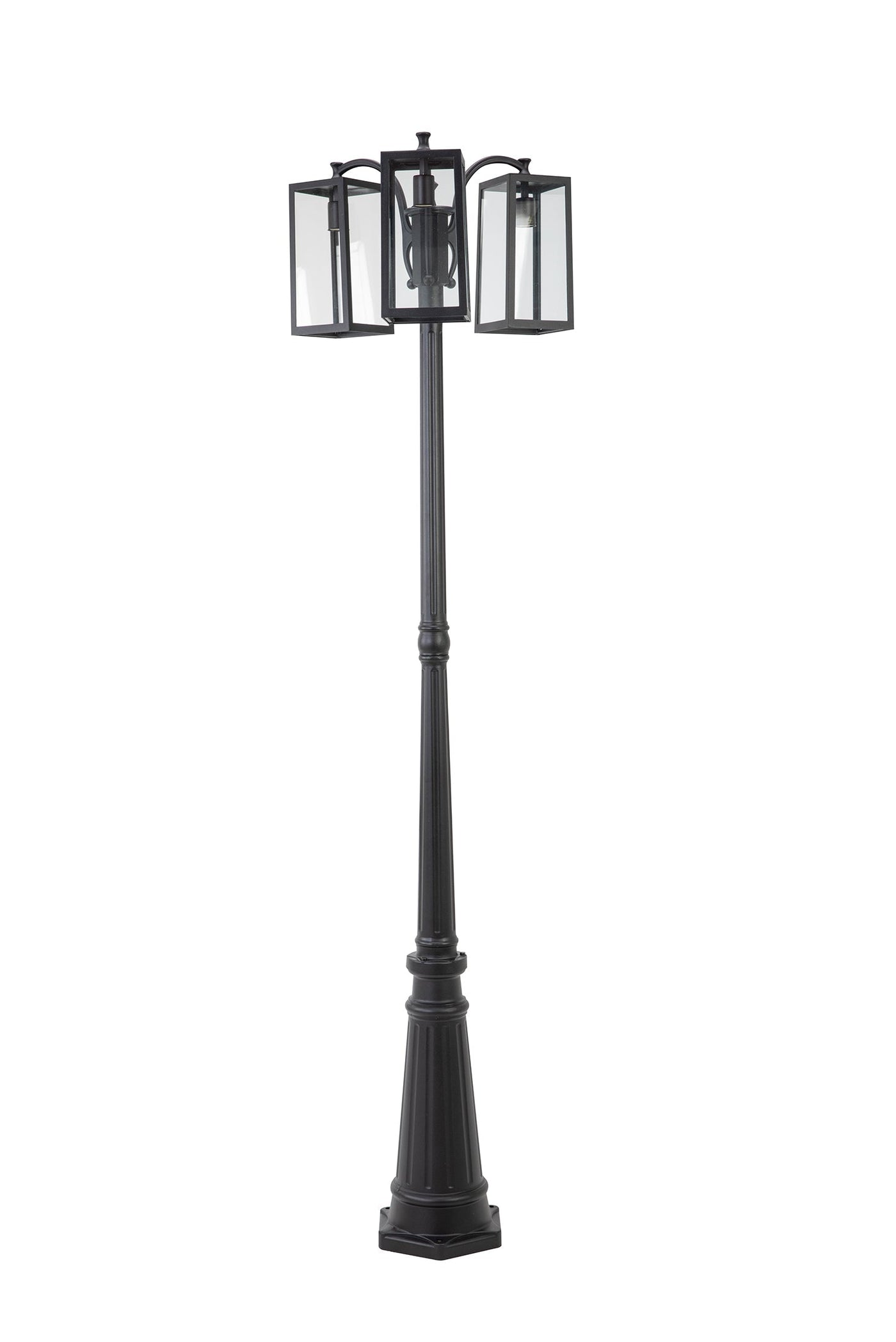 LUTEC-HIGH POST 3-Head Die-Cast Aluminum LED Outdoor Hard Wired Pathway Light (Head & Pole), Black