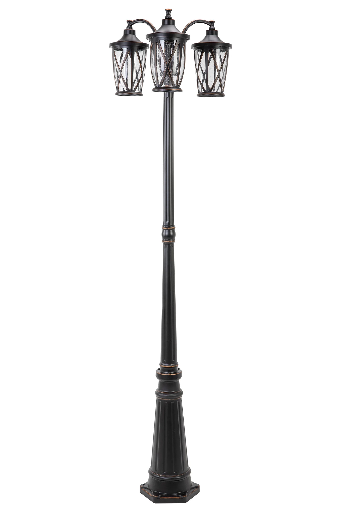 LUTEC-HIGH POST 3-Head Die-Cast Aluminum LED Outdoor Hard Wired Street Light (Head & Pole), Bronze