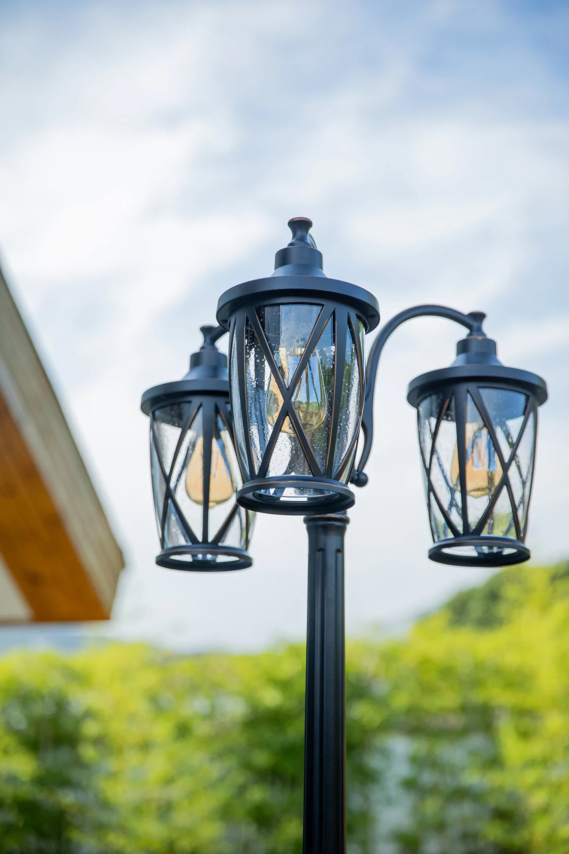 HIGH POST 3 Head Die Cast Aluminum LED Outdoor Hard Wired Street Light