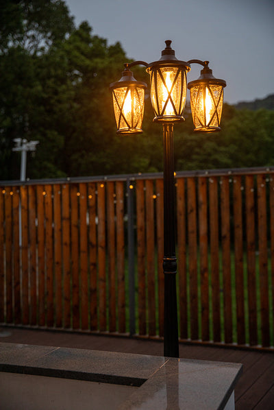 LUTEC-Garden Light 3-Head Die-Cast Aluminum LED Outdoor Hard Wired Street Light (Head & Pole), Bronze