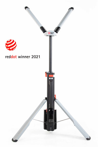 PORTER-CABLE 4000 Lumen Rechargeable Led Work Lights with Stand, Portable Camping Light 3000K/4000K/5000K Dimmable Cordless Tripod Work Light