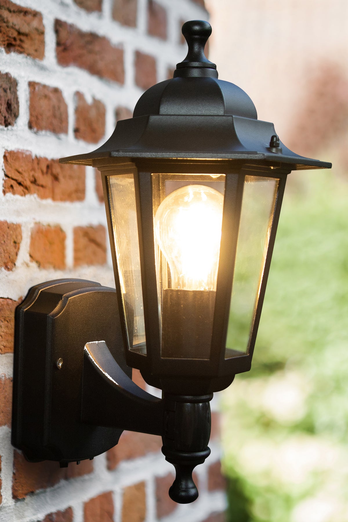 Motion Sensor Outdoor Wall Light Dusk to dawn Waterproof Metal Clear Glass
