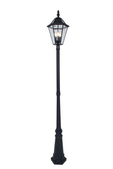 6 Packs LUTEC-LONDON Single Head Die-Cast Aluminum LED Outdoor Solar Powered Street Light (Head & Pole), 300LM, Up To 8hour Runtime, 2700K