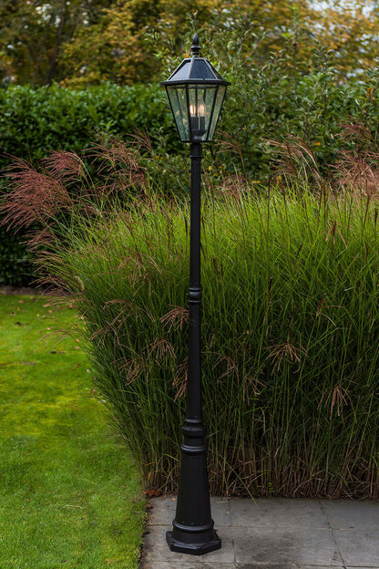 6 Packs LUTEC-LONDON Single Head Die-Cast Aluminum LED Outdoor Solar Powered Street Light (Head & Pole), 300LM, Up To 8hour Runtime, 2700K