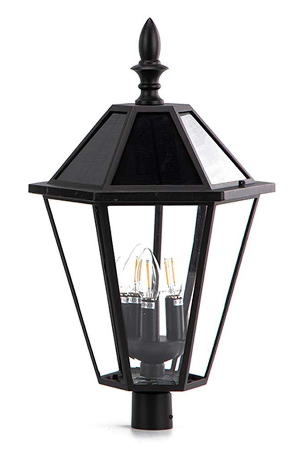 LONDON Die Cast Aluminum LED Outdoor Solar Powered Post Light Head Only 300LM Up To 8hour Runtime 2700K