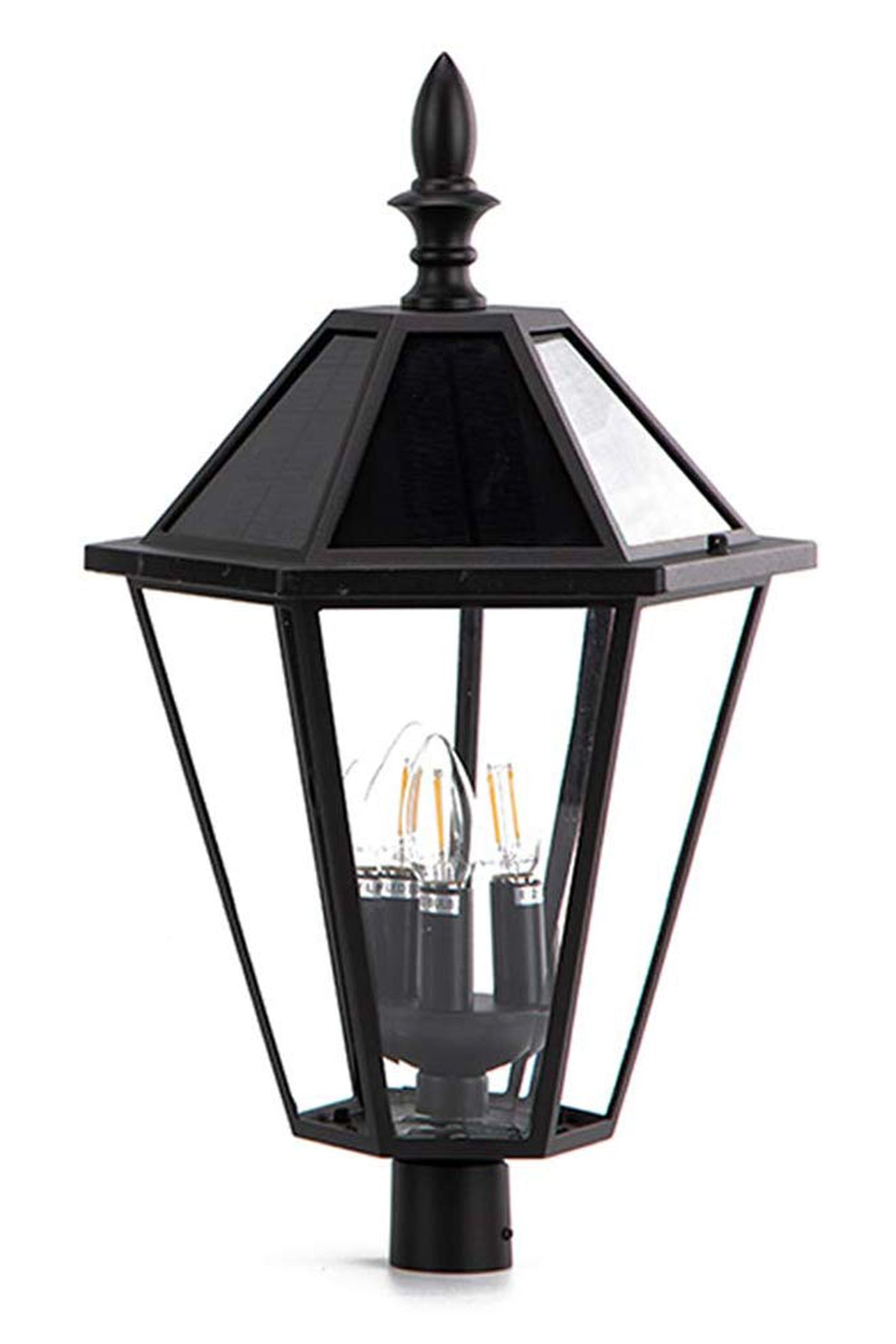 LUTEC-LONDON Die-Cast Aluminum LED Outdoor Solar Powered Post Light Head Only, 300LM, Up To 8hour Runtime, 2700K