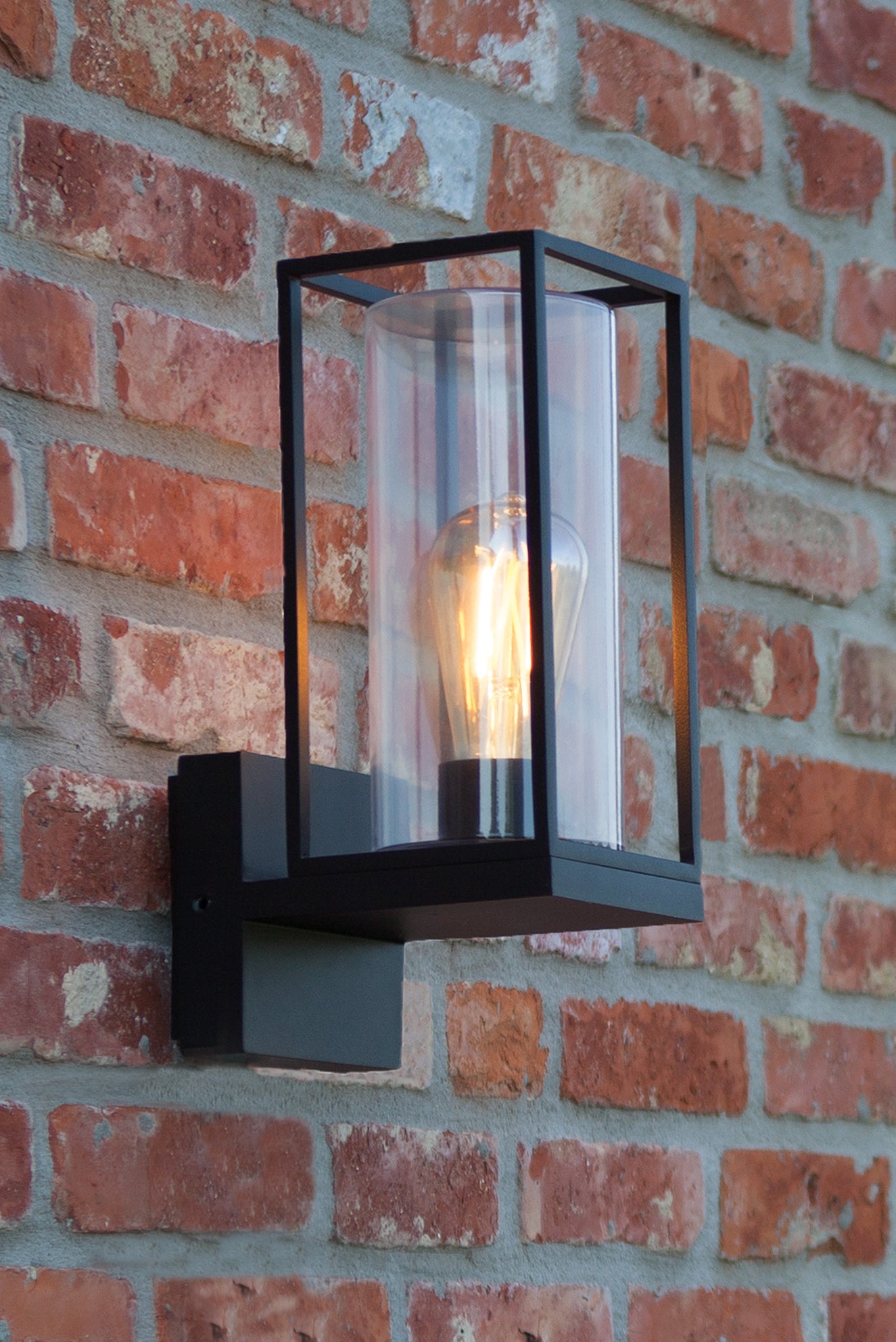 FLAIR LED Outdoor Geometric Wall Light Clear Glass Surround