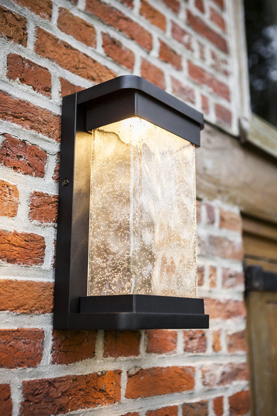 LUTEC-STARRY LED Outdoor Wall Sconce With Seeded Glass Surround, 16.5W, 795LM, 3000K