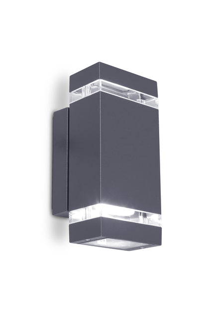 LUTEC-FOCUS Square LED Outdoor Up & Down Wall Sconces, 2*GU10, 2*5Watt, 650LM, 2700K