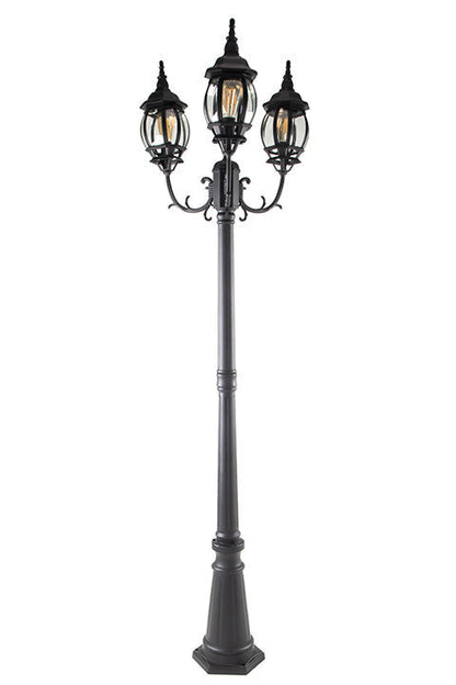 LUTEC-VINTAGE 3-Head Die-Cast Aluminum LED Outdoor Hard Wired Street Light (Head & Pole)