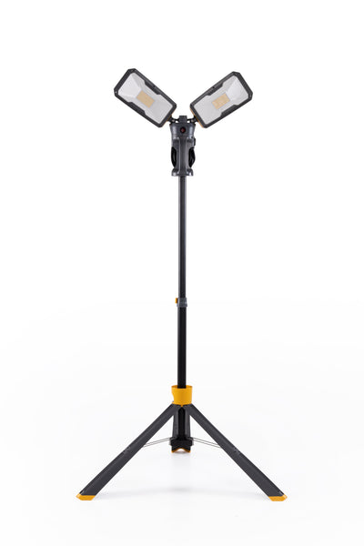 LUTEC Peri 6290 Max 11000 Lumen 38 Watt Dual-Head LED Work Light with Telescoping Tripod, Adjustable Work Light with Stand Rotating Waterproof Lamps