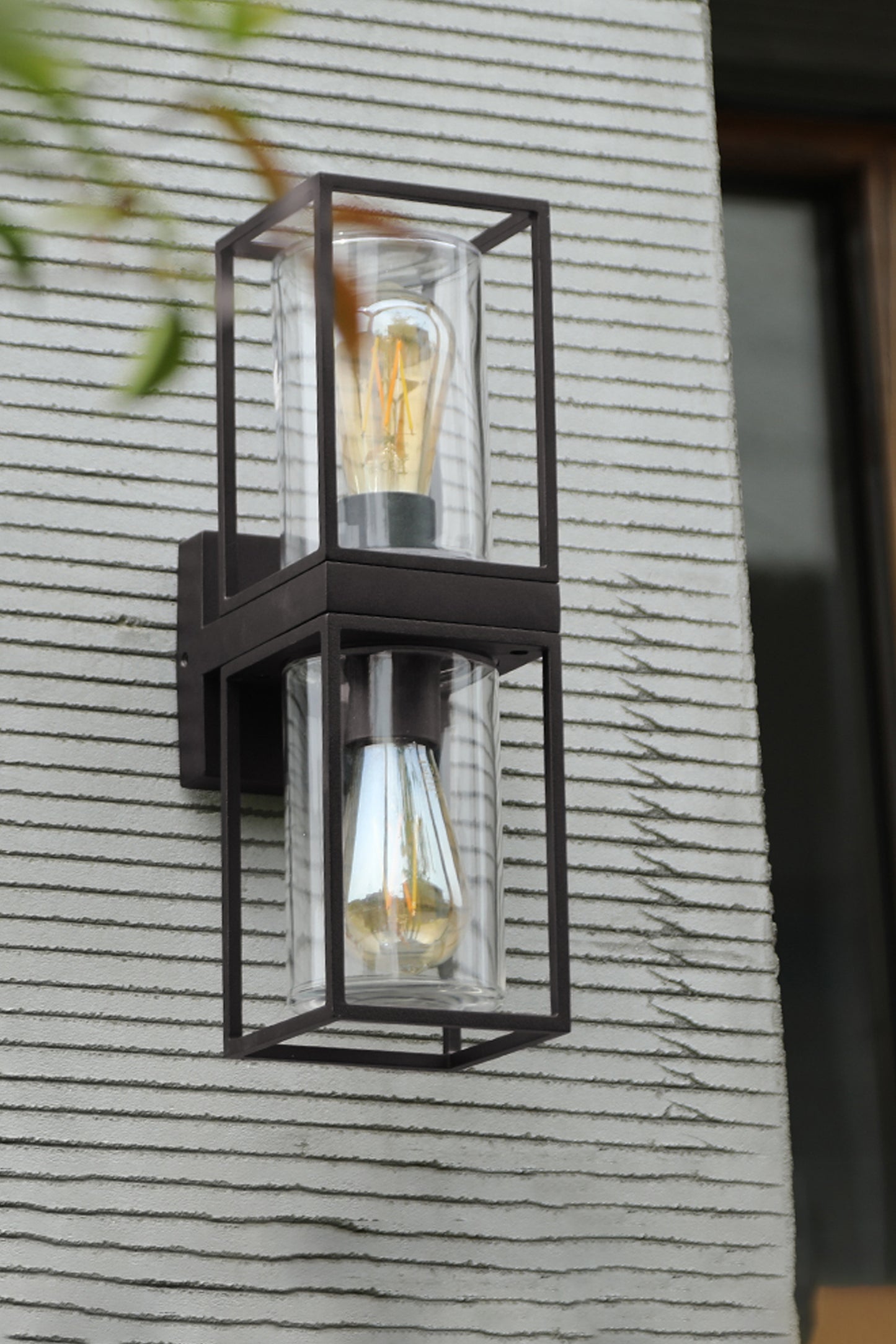 LUTEC-FLAIR (Up&Down) LED Outdoor Geometric Wall Light With Clear Glass Surround