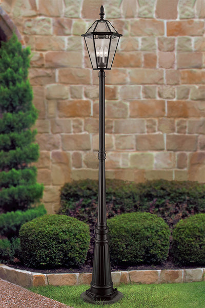 LUTEC-Hardwired Single Head Die-Cast Aluminum LED Post Light (Head & Pole), 3 bulbs(Not included), Non-solar version of London