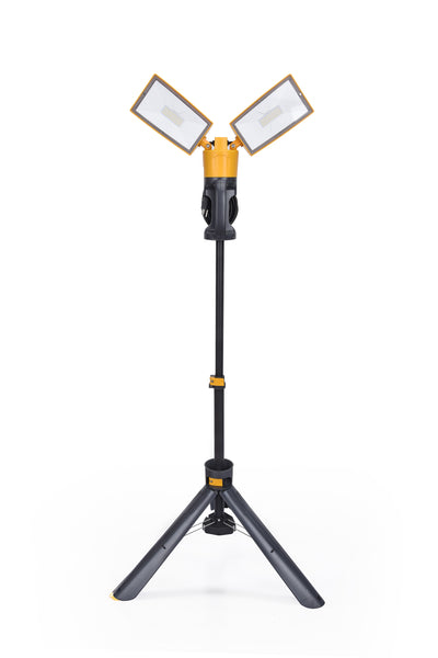 LUTEC-PERI L 5000LM, 5000K, 38W, Portable LED Work Light With Dual Adjustable Heads, Telescopic Foldable Tripod Stand