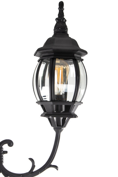 lighting street lamp curved top fluted street light lamp pole single light  w textured plastic globe round base (12 5 ) metal black 