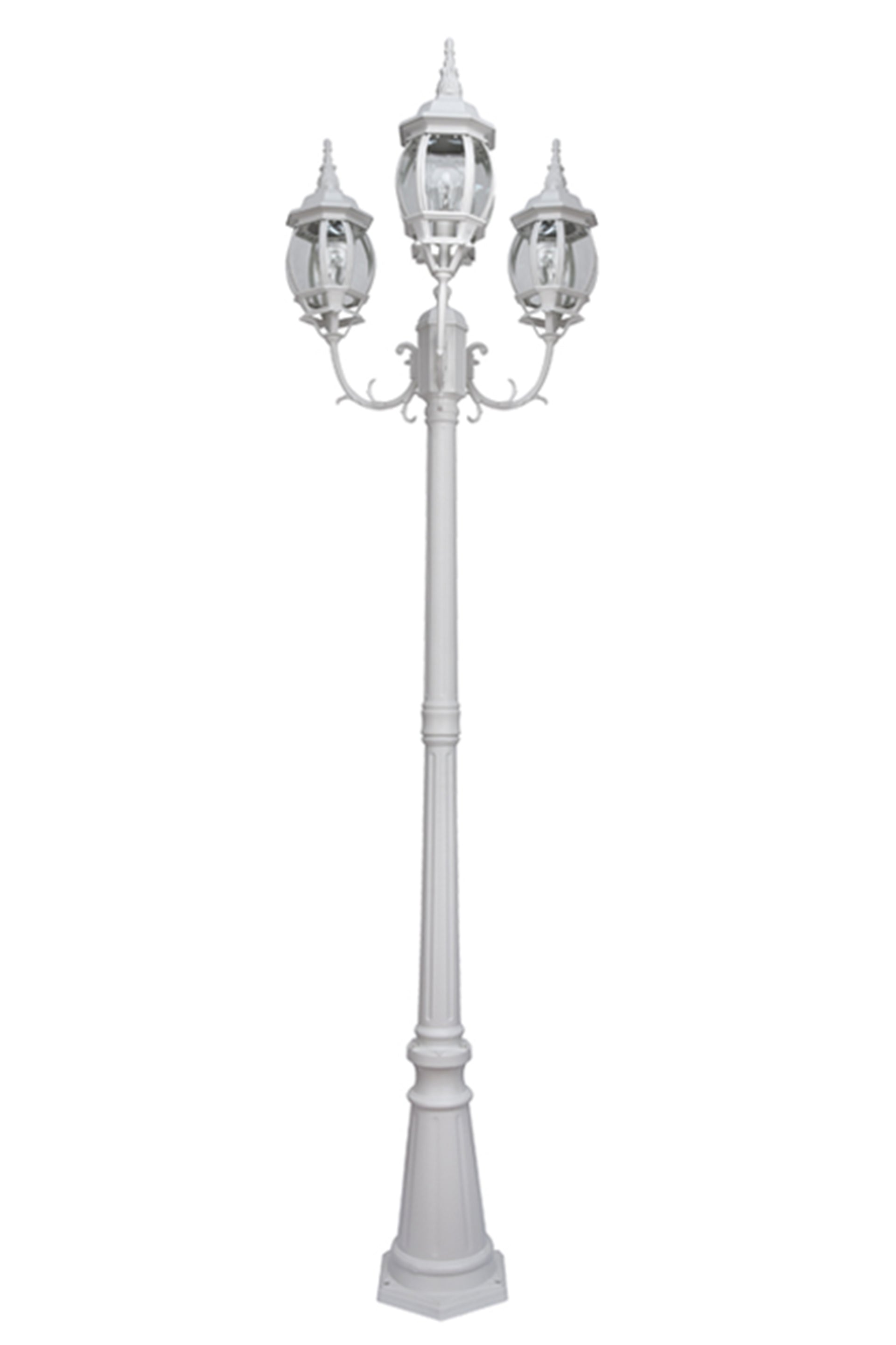VINTAGE 3 Head Die Cast Aluminum LED Outdoor Hard Wired Street Light White