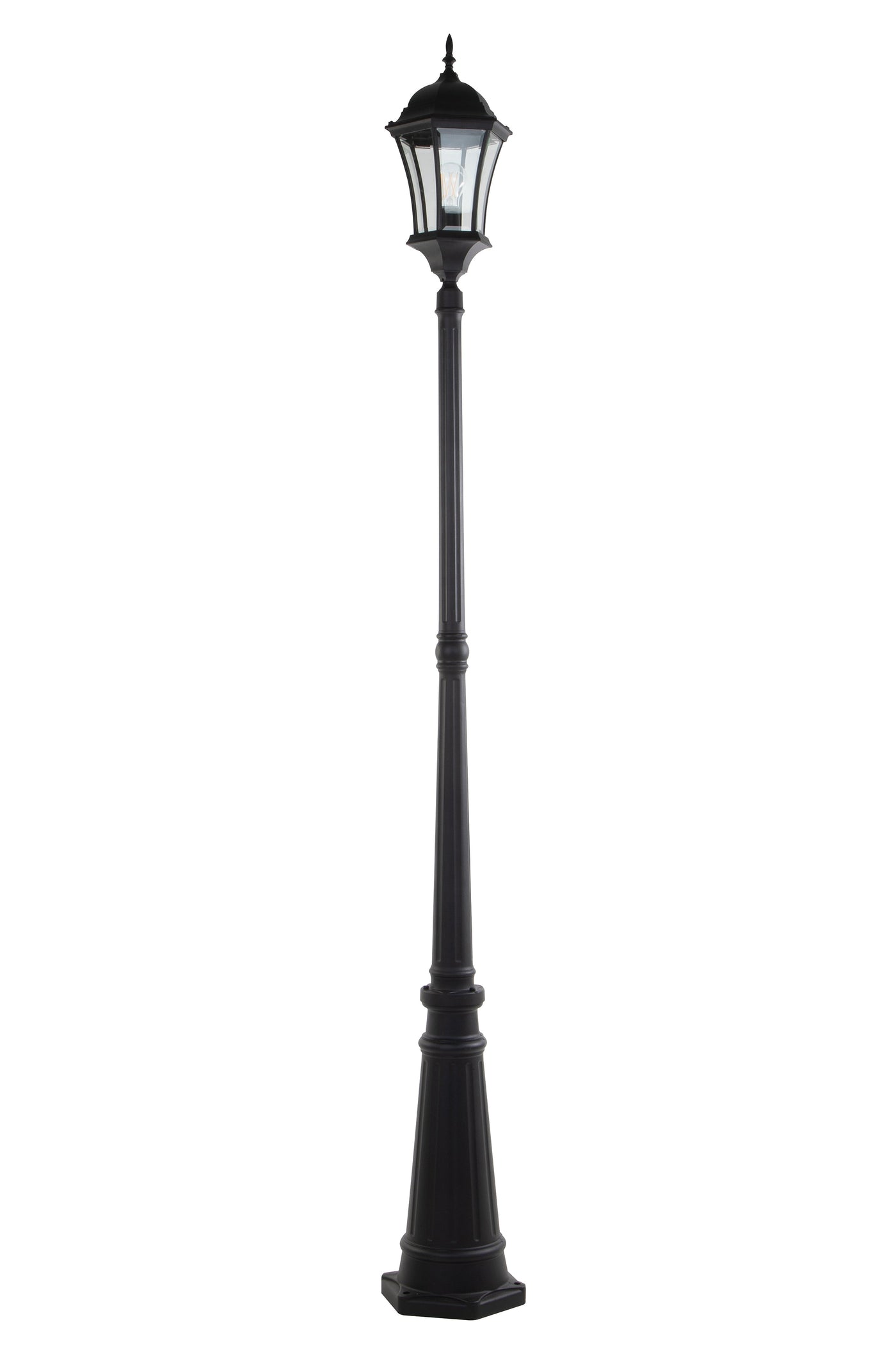 LUTEC Outside Street Light with One Head Die-Cast Aluminum LED Outdoor Hard Wired Lamp (Head & Pole)