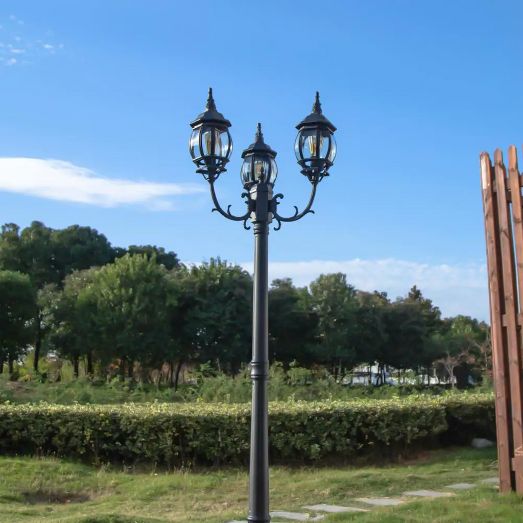 YUTR Street Lamp Pole Landscape Light Pole Garden Outdoor Lighting Poles  Bronze Classical Outdoor Pole Lamp 